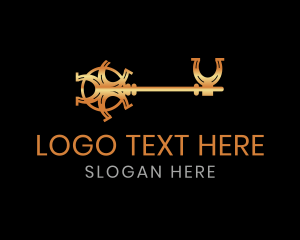 Horse Shoe - Golden Elegant Key logo design