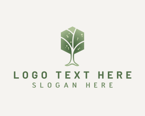 Reforestation - Natural Hexagon Tree logo design