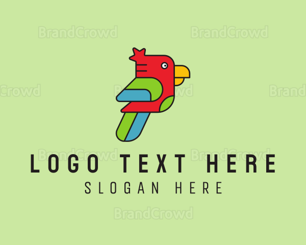 Geometric Parrot Bird Logo