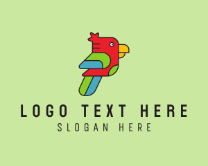 Tropical Bird - Geometric Parrot Bird logo design