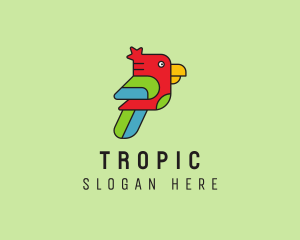 Geometric Parrot Bird logo design