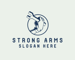 Wrench Handyman Arm logo design