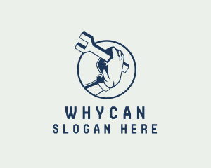 Workshop - Wrench Handyman Arm logo design