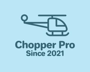 Chopper - Blue Minimalist Helicopter logo design