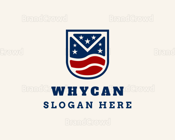 Patriotic Flag Shield Logo