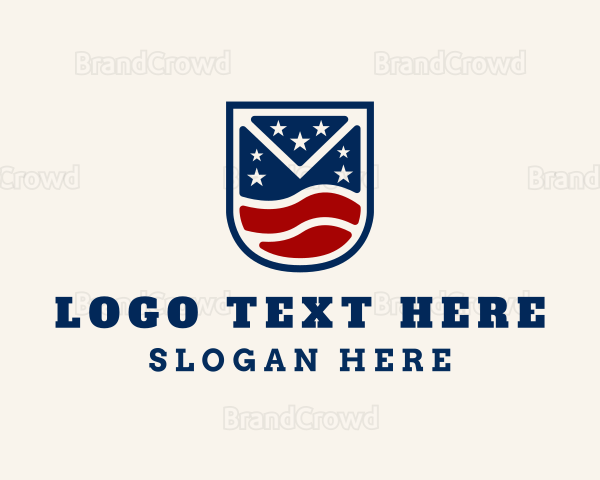 Patriotic Flag Shield Logo