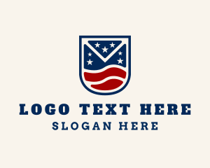 American - Patriotic Flag Shield logo design
