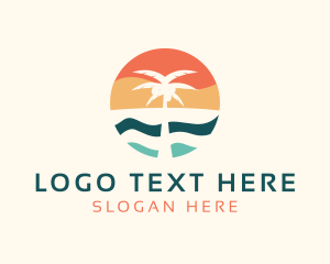 Sun - Coconut Tree Beach logo design