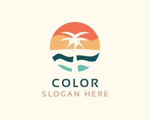 Tropical - Coconut Tree Beach logo design