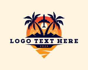 Palm Tree - Airplane Getaway Trip logo design