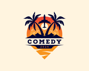 Coconut Tree - Airplane Getaway Trip logo design