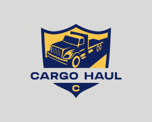 Flatbed Truck Construction Vehicle logo design