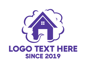 E Cigarette - Purple House Smoke logo design