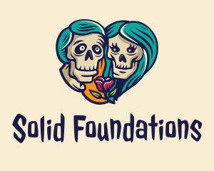 Celebration - Skeleton Skull Lovers Heart logo design