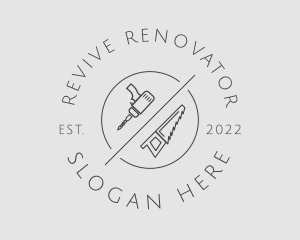 Renovator - Minimalist Drill Saw logo design