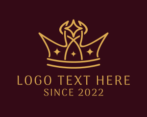 Brown And Gold - Golden Star Crown logo design