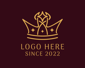 Queen - Golden Star Crown logo design