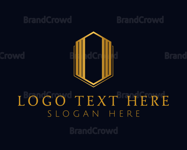 Gold Hexagon Letter O Logo