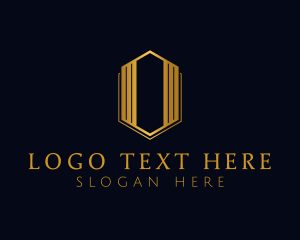 Luxe - Gold Hexagon Letter O logo design