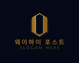 Gold Hexagon Letter O logo design