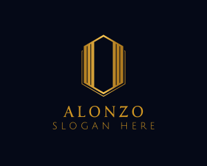 Gold Hexagon Letter O logo design