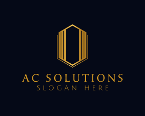 Gold Hexagon Letter O logo design