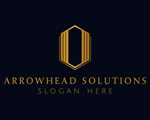 Gold Hexagon Letter O logo design