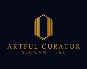 Gold Hexagon Letter O logo design