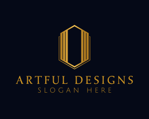 Gold Hexagon Letter O logo design