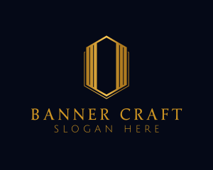 Gold Hexagon Letter O logo design