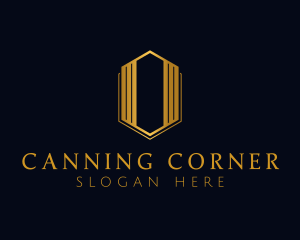 Gold Hexagon Letter O logo design