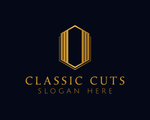 Gold Hexagon Letter O logo design