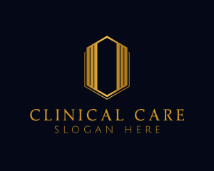 Gold Hexagon Letter O logo design