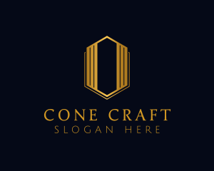 Gold Hexagon Letter O logo design