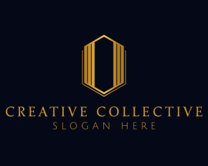 Gold Hexagon Letter O logo design