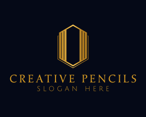 Gold Hexagon Letter O logo design