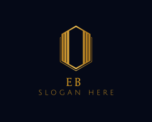 Gold Hexagon Letter O logo design