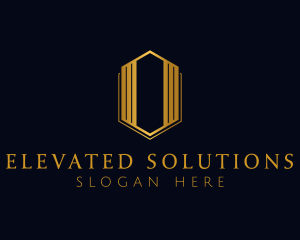 Gold Hexagon Letter O logo design