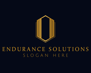 Gold Hexagon Letter O logo design