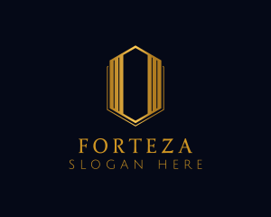 Gold Hexagon Letter O logo design