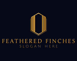 Gold Hexagon Letter O logo design