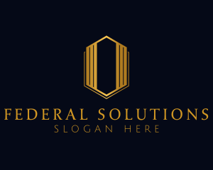 Gold Hexagon Letter O logo design