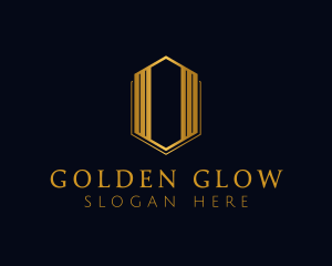 Gold Hexagon Letter O logo design