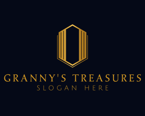 Gold Hexagon Letter O logo design