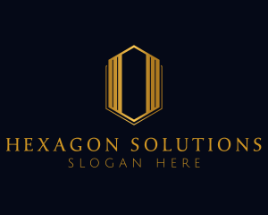 Hexagon - Gold Hexagon Letter O logo design