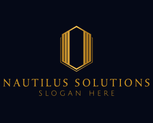 Gold Hexagon Letter O logo design