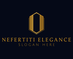 Gold Hexagon Letter O logo design