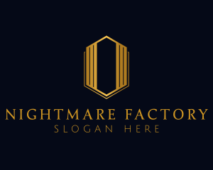 Gold Hexagon Letter O logo design