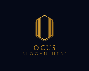 Gold Hexagon Letter O logo design