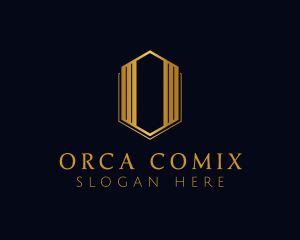 Gold Hexagon Letter O logo design